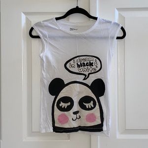 NWOT Y2K Panda White Glitter Cartoon T-shirt